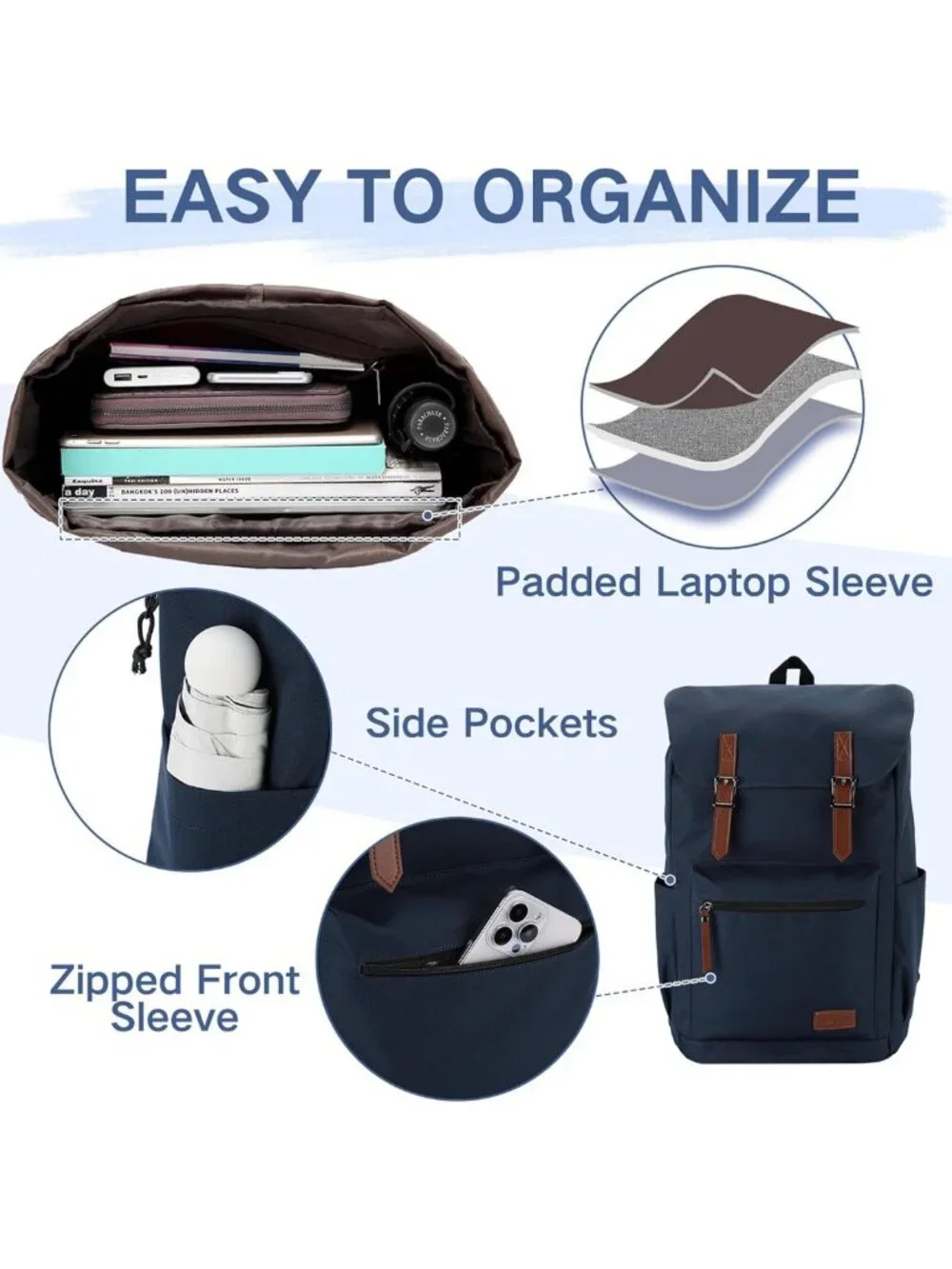 Water-Resistant Men's Backpack, Anti-Theft Casual Daypack for Travel & Hiking